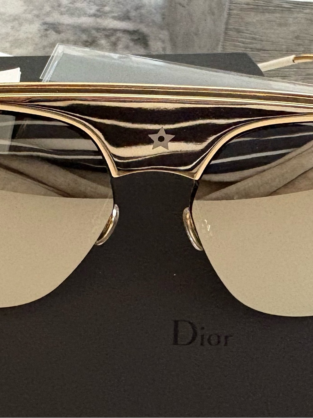 Dior Gold Frame Sunglasses with Champagne Lenses